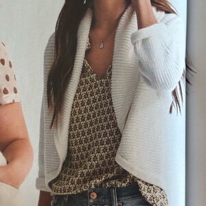 CAbi Medium Half-Circle White Women's Shrug Sweater # 6231